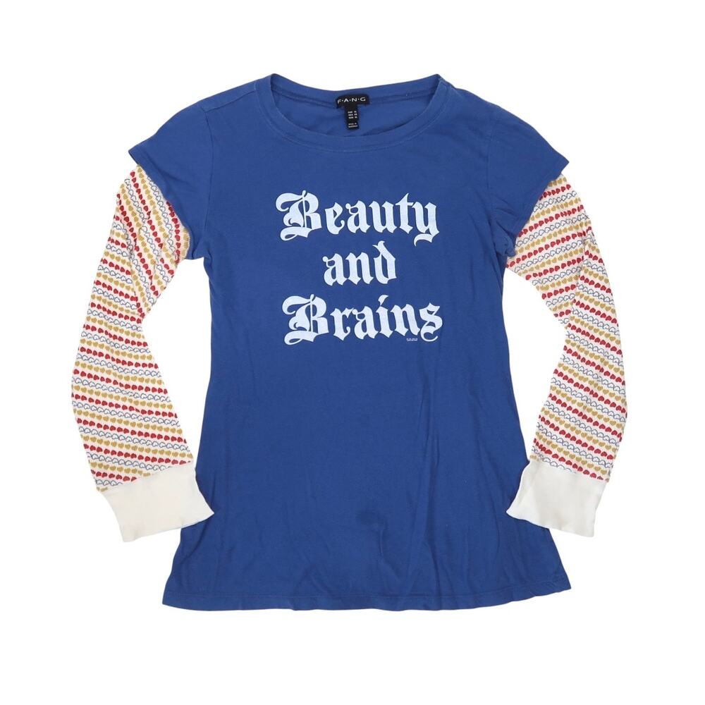 Vintage Y2K Fang Blue Layered Look Long Sleeve Graphic Tee XL